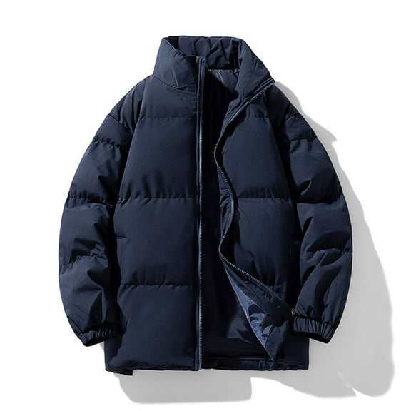Lenago Quilted Jackets For Men With High Collar No Hoods Winter Parka Jackets Fleece Lining Thermal Winter Fashion Outerwear Comfortable Cozy Outerwear Thicken Puffer Jackets