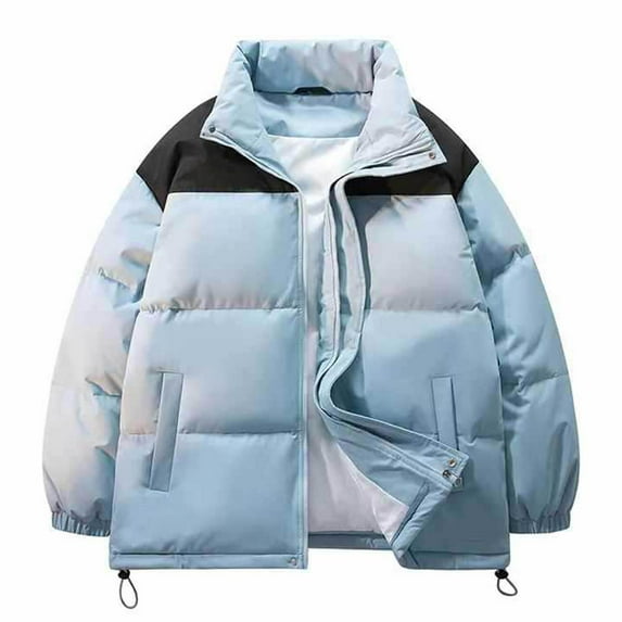 Lenago Quilted Jackets For Men With High Collar No Hoods Winter Parka Jackets Fleece Lining Thermal Winter Fashion Outerwear Comfortable Cozy Outerwear Thicken Puffer Jackets