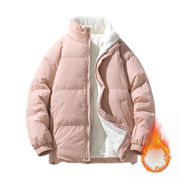 Lenago Quilted Jackets For Men With High Collar No Hoods Winter Parka Jackets Fleece Lining Thermal Winter Fashion Outerwear Comfortable Cozy Outerwear Thicken Puffer Jackets