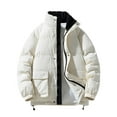 thumbnail image 1 of Lenago Quilted Jackets For Men With High Collar No Hoods Winter Parka Jackets Fleece Lining Thermal Winter Fashion Outerwear Comfortable Cozy Outerwear Thicken Puffer Jackets, 1 of 7