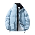 thumbnail image 1 of Lenago Quilted Jackets For Men With High Collar No Hoods Winter Parka Jackets Fleece Lining Thermal Winter Fashion Outerwear Comfortable Cozy Outerwear Thicken Puffer Jackets, 1 of 7
