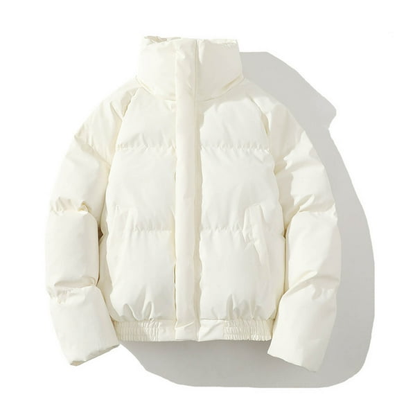 Lenago Quilted Jackets For Men With High Collar No Hoods Winter Parka Jackets Fleece Lining Thermal Winter Fashion Outerwear Comfortable Cozy Outerwear Thicken Puffer Jackets