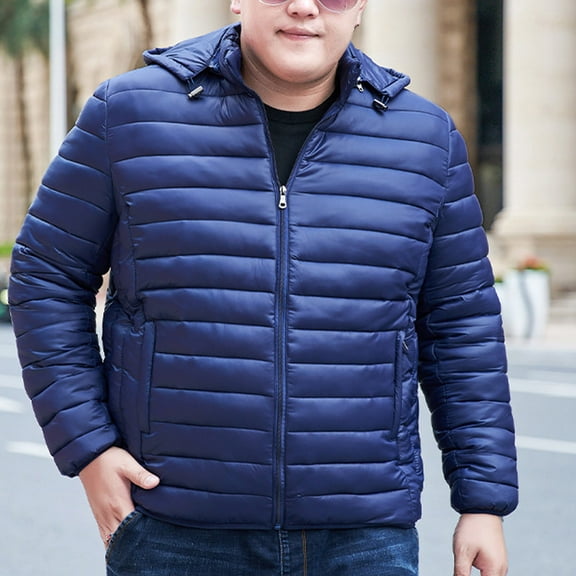 Lenago Quilted Jackets For Men Hooded Lightweight Packable Puffer Winter Jacket Warm Thermal Solid Insulated Puffy Coat For Snow Ski Hiking Travel Winter Fashion Outerwear