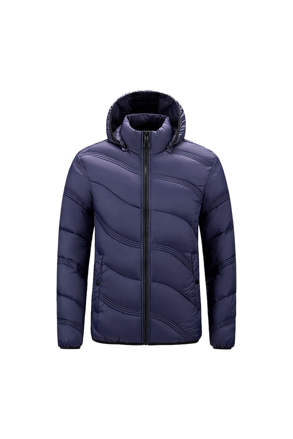 Quilted Jackets For Men Hooded Lightweight Packable Puffer Winter Jacket Warm Thermal Solid Insulated Puffy Coat For Snow Ski Hiking Travel Winter Fashion Outerwear