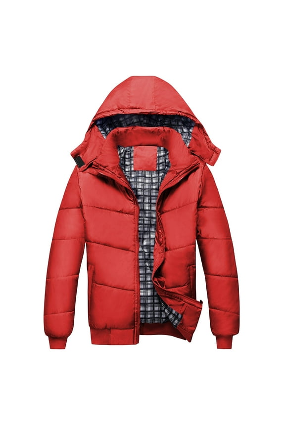 Quilted Jackets For Men Hooded Lightweight Packable Puffer Winter Jacket Warm Thermal Solid Insulated Puffy Coat For Snow Ski Hiking Travel Winter Fashion Outerwear