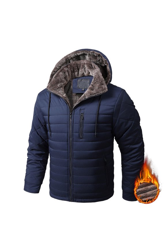 Quilted Jackets For Men Hooded Lightweight Packable Puffer Winter Jacket Warm Thermal Solid Insulated Puffy Coat For Snow Ski Hiking Travel Winter Fashion Outerwear