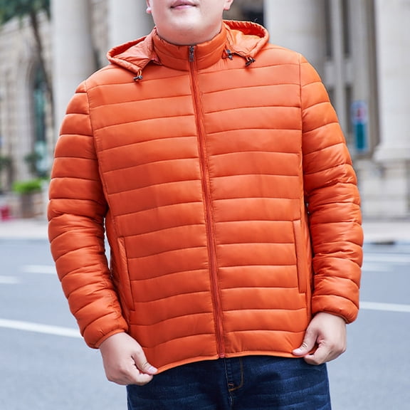 Lenago Quilted Jackets For Men Hooded Lightweight Packable Puffer Winter Jacket Warm Thermal Solid Insulated Puffy Coat For Snow Ski Hiking Travel Winter Fashion Outerwear