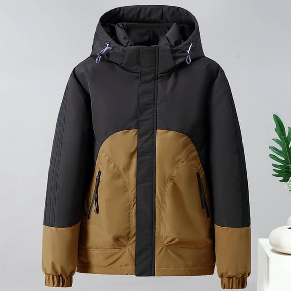 Lenago Quilted Jackets For Men With Hoods Solid Color Long Sleeve Jackets With High Collar Warm Thermal Coat Casual Winter Autumn Fashion Puffer Padded Outerwear