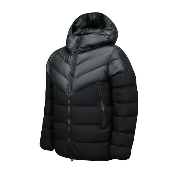 Lenago Quilted Jackets For Men With Hoods Solid Color Long Sleeve Jackets With High Collar Warm Thermal Coat Casual Winter Autumn Fashion Puffer Padded Outerwear