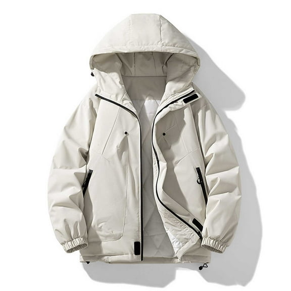 Lenago Quilted Jackets For Men With Hoods Solid Color Long Sleeve Jackets With High Collar Warm Thermal Coat Casual Winter Autumn Fashion Puffer Padded Outerwear