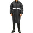 thumbnail image 1 of Lenago Rain Coat Mens Rain Coat Hooded Rainstorm Windproof Waterproof Long Raincoat Knee Length PVC Hiking Raincoat Solid Color Reflective Strip Men's Long Sleeved Lightweight Raincoat,Size XL-4XL, 1 of 6