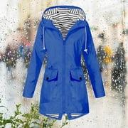 ZKCCNUK Lenago Rain Jacket Women Plus Size Solid Color Outdoor Hooded Windproof with Pocket Loose Rain Jacket Windbreaker Coat