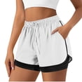 thumbnail image 1 of Lenago Running Shorts for Women Side Pockets Quick Dry Swim Trunks for Beach Surfing Running Shorts Elastic Waist Shorts Plus Size Summer Fashion White XXL, 1 of 7