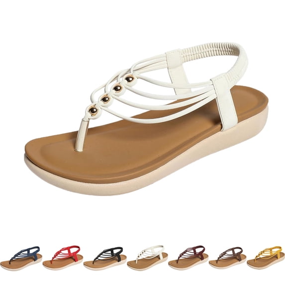 Lenago Sandals Women Oversized Flat Bottomed Sandals Woven Rope Construction Decoration Beach Shoe Cover Toe Sandals Sandals for Women