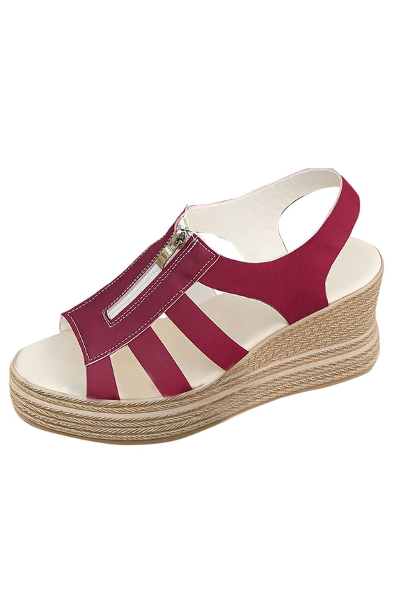 Sandals for Women Spring/Summer Fashionable Casual Versatile One Grass Woven Sponge Cake Shoes For Outer Wear Thick Bottom Slope Heel Cool Slippers 36