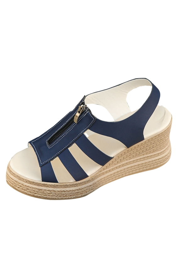 Sandals for Women Spring/Summer Fashionable Casual Versatile One Grass Woven Sponge Cake Shoes For Outer Wear Thick Bottom Slope Heel Cool Slippers 36