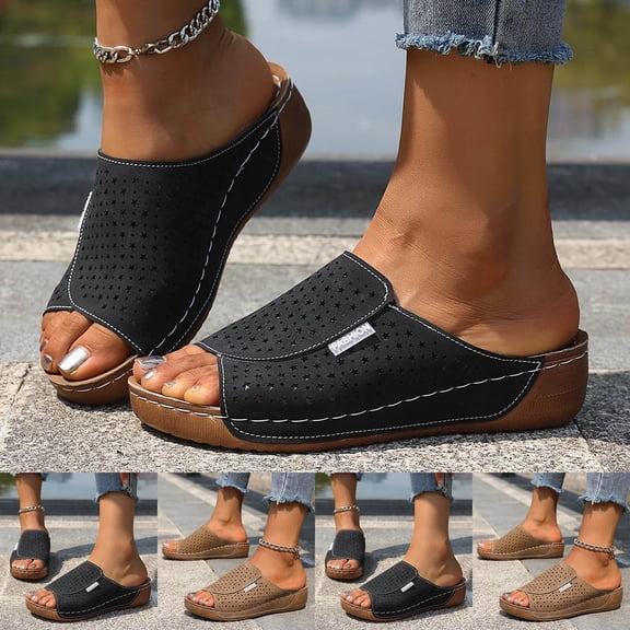 Lenago Sandals for Women Wedge Sandal Slip-On Flatform Shoes Soft Suede Comfortable Breathable High Wedge Casual Footwear Evening Party Wedding Shoes