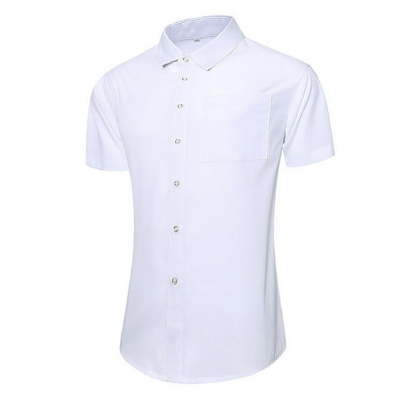 Lenago Shirts for Men Personality Design Sports Fitness T-shirt Short Sleeve Turn-Neck Blouses Shirts