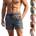 thumbnail image 1 of Ndbuld Mens Shorts Casual Summer Four Sided Elastic Sports And Leisure Loose Solid Color Shorts for Men's Quarter Drying Beach Shorts Dark Gray 2Xl, 1 of 9
