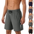 thumbnail image 1 of Ndbuld Gym Shorts Men's Solid Color Casual Sports Elastic Waist Zipper Pocket Shorts Army Green Xl, 1 of 9