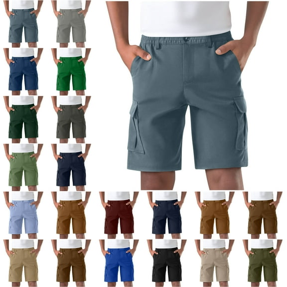Lenago Shorts Womens Shorts,Mens Shorts,Unisex Solid Color Pocket Button Zipper Casual Sport Shorts Pants Unisex Cargo Shorts Outdoors Straight-Leg Knee-Length Shorts,Size S-3XL