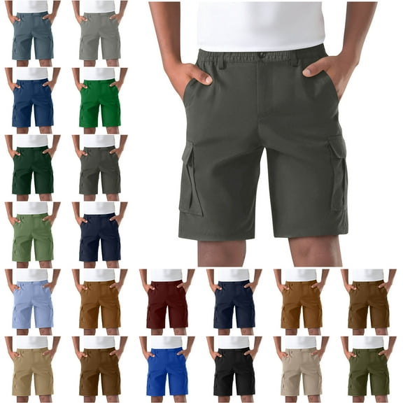 Lenago Shorts Womens Shorts,Mens Shorts,Unisex Solid Color Pocket Button Zipper Casual Sport Shorts Pants Unisex Cargo Shorts Outdoors Straight-Leg Knee-Length Shorts,Size S-3XL