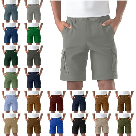 Lenago Shorts Womens Shorts,Mens Shorts,Unisex Solid Color Pocket Button Zipper Casual Sport Shorts Pants Unisex Cargo Shorts Outdoors Straight-Leg Knee-Length Shorts,Size S-3XL