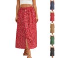 thumbnail image 1 of Lenago Skirts for Women Casual Summer Side Slit Button Print Elastic Waist Skirt, 1 of 9