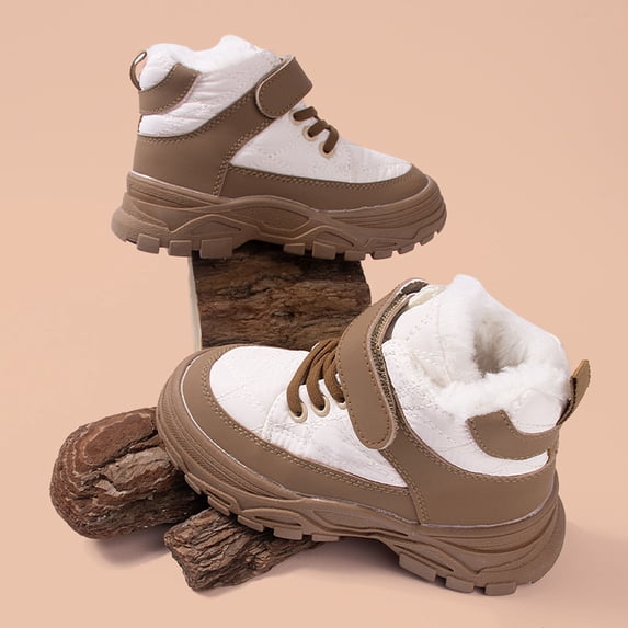 Lenago Snow Booties for Girls Kids Lightweight Warm Faux Fur Lined Mid-Calf Booties Wool Lining Snow Boots for Cold Weather Non Slip Hiking Riding Outdoor Activities