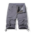 thumbnail image 1 of Lenago Solid Cargo Shorts for Men Functional Pockets Elastic Waist Mens Cargo Short Pants Comfortable Summer Shorts Golf Workout Office Wear Simple Basic Essentials, 1 of 3
