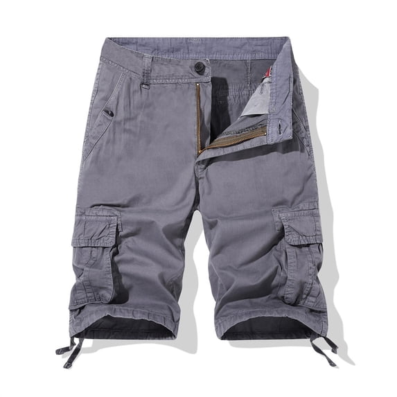Lenago Solid Cargo Shorts for Men Functional Pockets Elastic Waist Mens Cargo Short Pants Comfortable Summer Shorts Golf Workout Office Wear Simple Basic Essentials