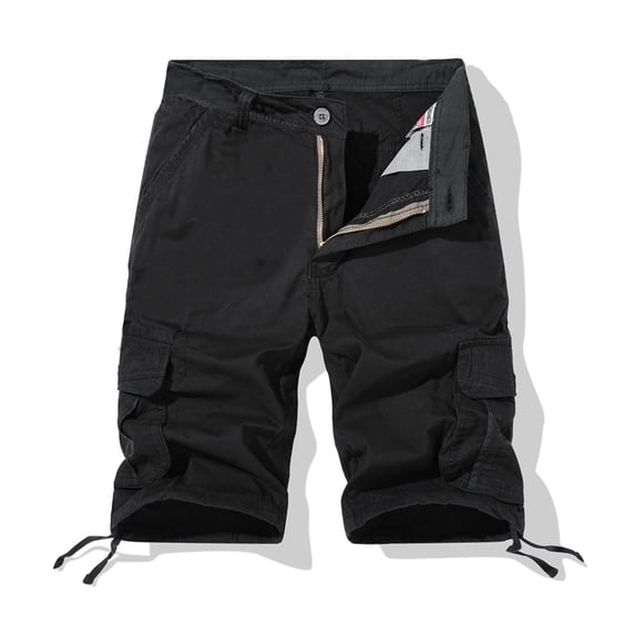 Lenago Solid Cargo Shorts for Men Functional Pockets Elastic Waist Mens Cargo Short Pants Comfortable Summer Shorts Golf Workout Office Wear Simple Basic Essentials