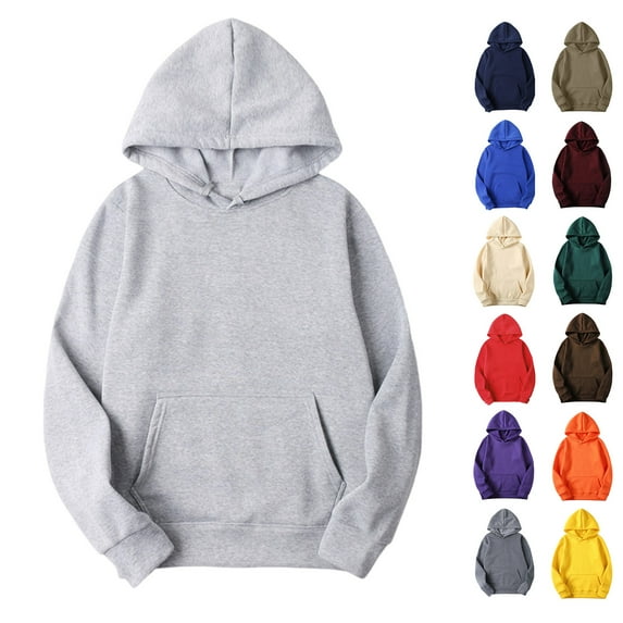 Lenago Sport Hoodies for Women Hooded Solid Color Long-sleeved Sweatshirt Casual Basic Blouse Pullover Tops