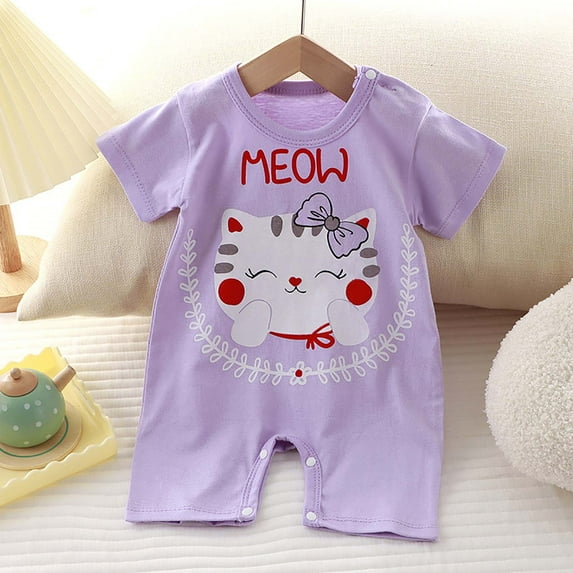 Lenago Summer Clothing Cute Animal Print Newborn Baby Cotton Short Sleeve Thin Crawling Suit Baby Onesie Romper Clothes
