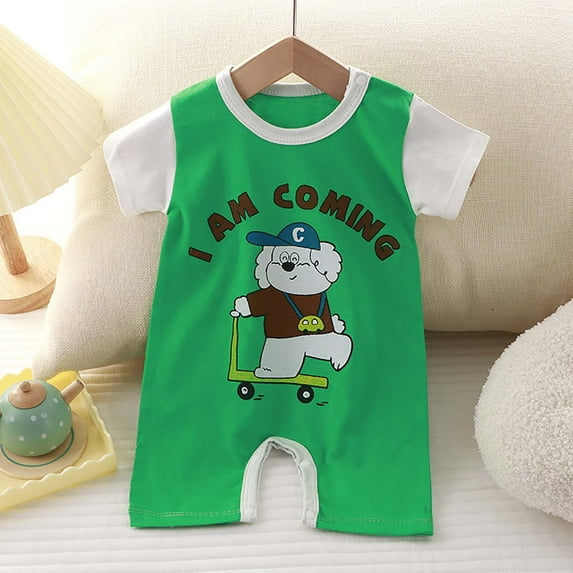 Lenago Summer Clothing Cute Animal Print Newborn Baby Cotton Short Sleeve Thin Crawling Suit Baby Onesie Romper Clothes