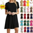 thumbnail image 1 of Lenago Summer Dresses for Womens 2025 Crewneck Short Sleeve Casual Standard-Fit Midi Party T-Shirt Dress Wedding Guest Dresses XXL, 1 of 6