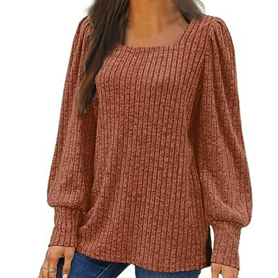 Lenago Sweaters for Women Trendy Plus Size Fashion Long Sleeve Loose Solid Color Blouse Pullover Sweaters Jumper