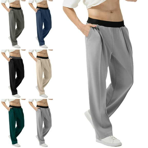 Lenago Sweatpants Plus Size Women,Unisex,Men with Pockets Man's Pants Solid Color Straight Leg Pants Casual Comfy All Year Round Elastic Waist Pockets Suit Pants,Size S-2XL