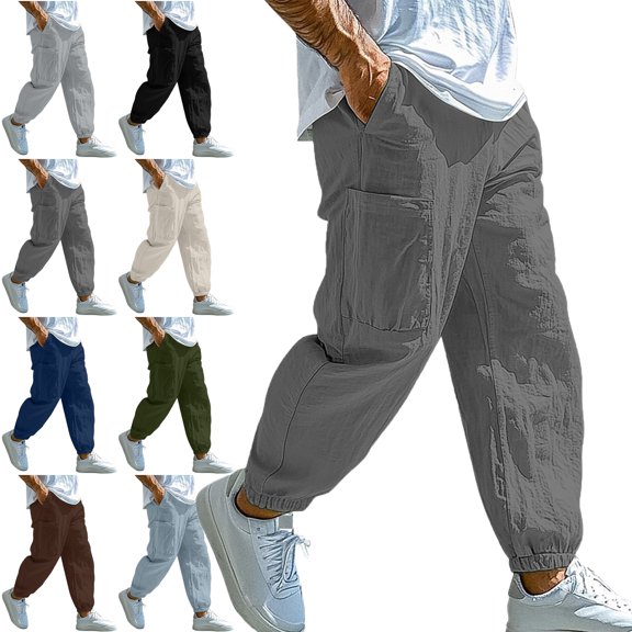 Lenago Sweatpants Plus Size Women,Unisex,Men with Pockets Stretch Ankle Pants Men's Pants Solid Color Drawstring Elastic Waist Pocket Pocket Pants Casual Outdoor Running Jogger Pants,Size S-3XL