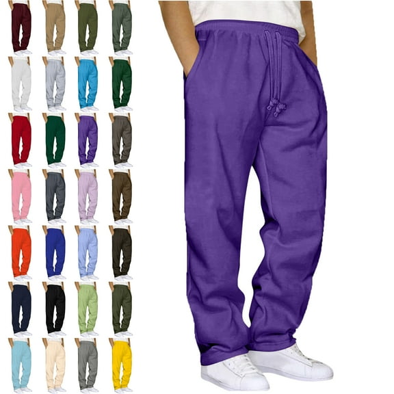 Lenago Sweatpants Plus Size for Women,Unisex,Mens Pants with Pockets Solid Color Elastic Waist Drawstring Workout Straight Leg Pants Outdoor Sports Pants Metrosexual Pants,Size S-3XL