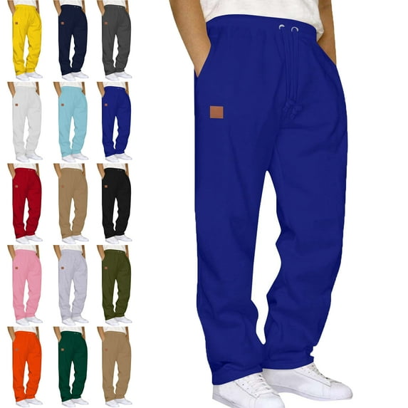 Lenago Sweatpants Plus Size for Women,Unisex,Mens Pants with Pockets Solid Color Elastic Waist Drawstring Workout Straight Leg Pants Outdoor Sports Pants Metrosexual Pants,Size S-3XL