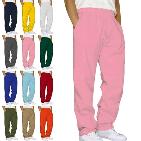 Lenago Sweatpants Plus Size for Women,Unisex,Mens Pants with Pockets Solid Color Elastic Waist Drawstring Workout Straight Leg Pants Outdoor Sports Pants Metrosexual Pants,Size S-3XL