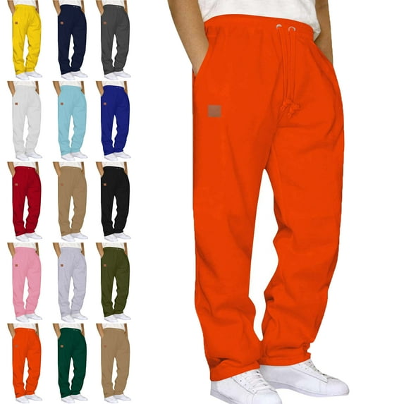 Lenago Sweatpants Plus Size for Women,Unisex,Mens Pants with Pockets Solid Color Elastic Waist Drawstring Workout Straight Leg Pants Outdoor Sports Pants Metrosexual Pants,Size S-3XL