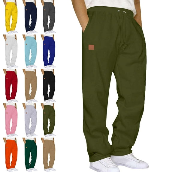 Lenago Sweatpants Plus Size for Women,Unisex,Mens Pants with Pockets Solid Color Elastic Waist Drawstring Workout Straight Leg Pants Outdoor Sports Pants Metrosexual Pants,Size S-3XL