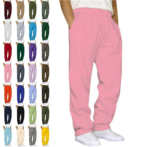 Lenago Sweatpants Plus Size for Women,Unisex,Mens Pants with Pockets Solid Color Elastic Waist Drawstring Workout Straight Leg Pants Outdoor Sports Pants Metrosexual Pants,Size 4XL-5XL