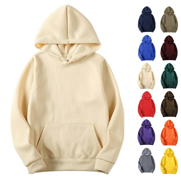 Lenago Sweatshirt for Women Basic Hoodies Plus Size Casual Solid Long Sleeve Loose Hooded Sweatshirt Blouse Pullovers Top