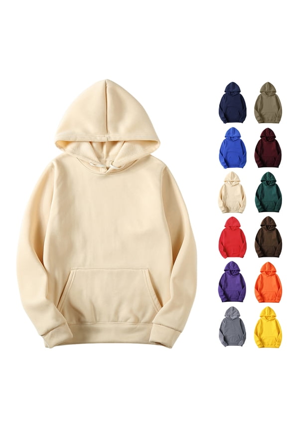 Lenago Sweatshirt for Women Basic Hoodies Plus Size Casual Solid Long Sleeve Loose Hooded Sweatshirt Blouse Pullovers Top