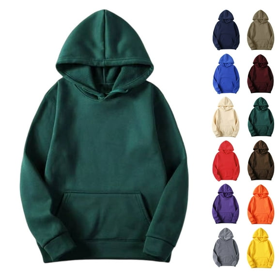 Lenago Sweatshirt for Women Basic Hoodies Plus Size Casual Solid Long Sleeve Loose Hooded Sweatshirt Blouse Pullovers Top