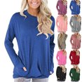 thumbnail image 1 of Women's Long Sleeve Shirts for Women Plus Size Casual Sweatshirt Pullover Loose Tunic Shirts Blouse Tops With Pocket, 1 of 1
