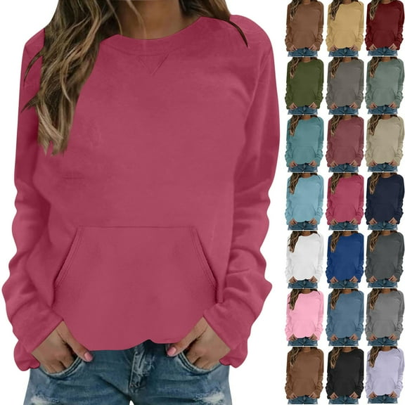 Lenago Sweatshirts for Women Plus Size Long Sleeve Shirts Crewneck Tops Pullover Blouse Oversized Pullover Womens Hoodies Sweatshirts Tunic Tops Lightweight Pullover Sweatshirts With Pockets